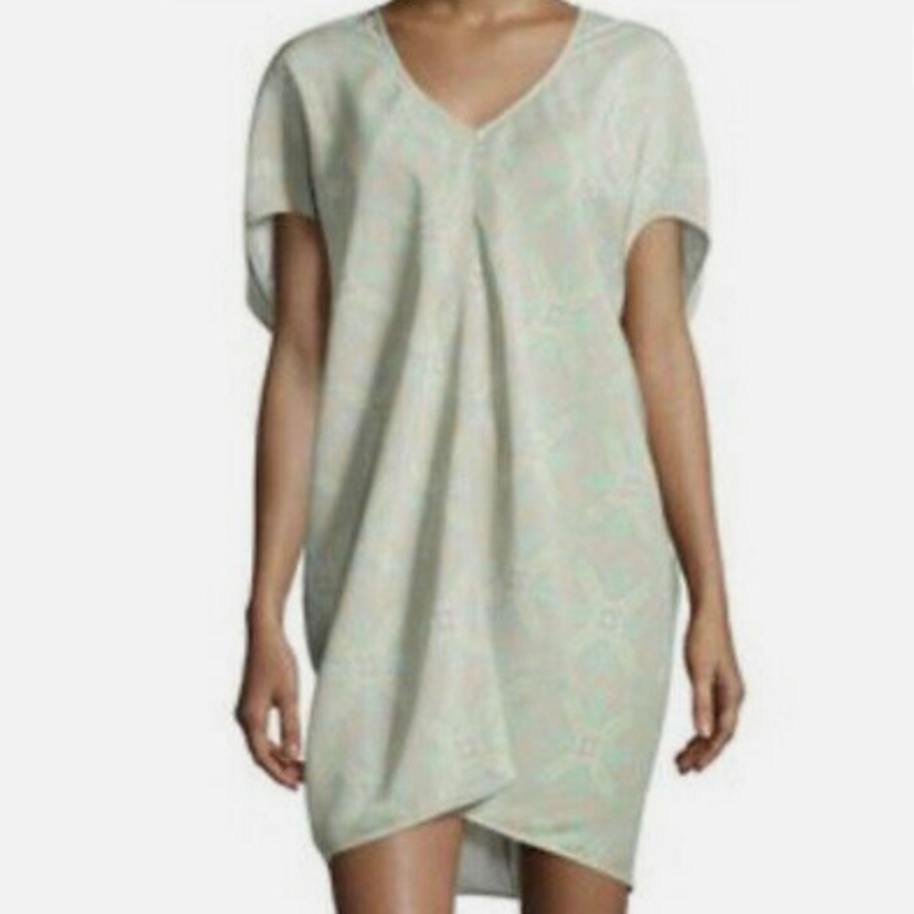 Marie Oliver Madison In Pale Green Taupe Color  Short Kaftan Dress size medium